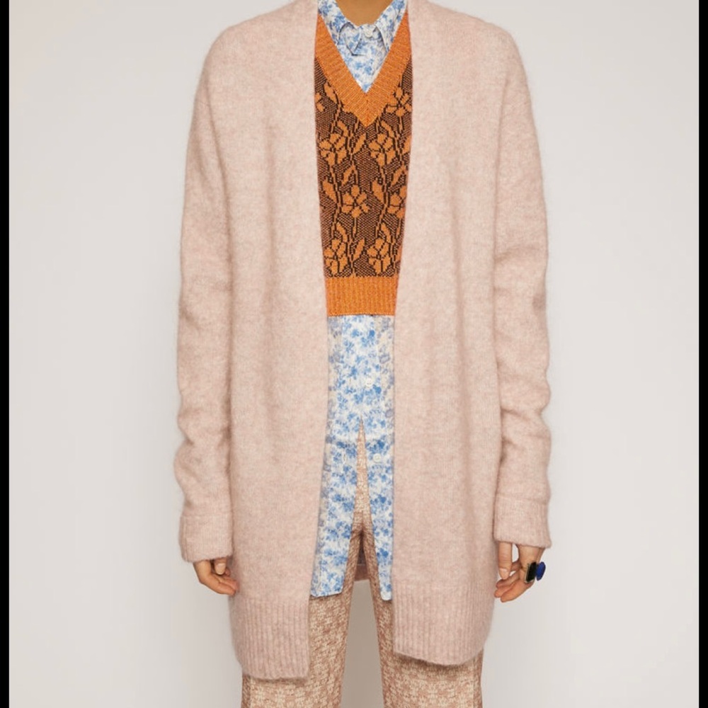 Acne Studios Raya Sh Mohair Powder Pink In Mohair-blend Cardigan